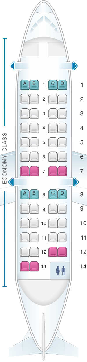 Seat map for Nova Airways CRJ 200