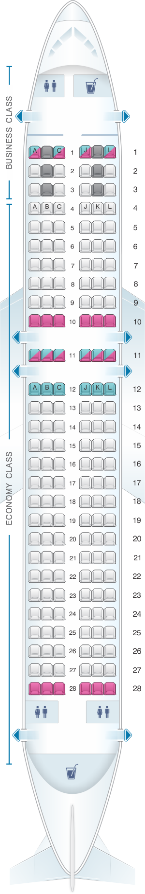 Seat map for LATAM Airlines Airbus A320 200 V2