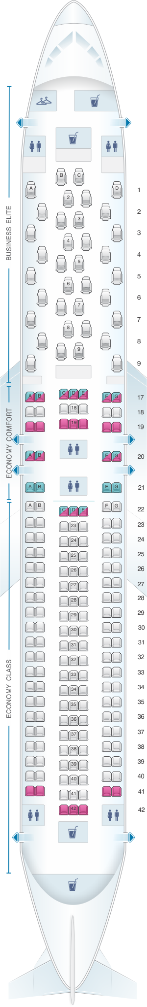 Seat map for Delta Air Lines Boeing B767 300ER (76T)