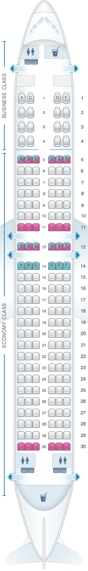 Seat map for Malaysia Airlines Boeing B737 800 166PAX