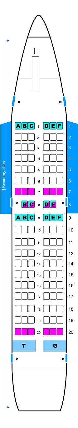 Seat map for Tatarstan Airlines Boeing B737 500BBO