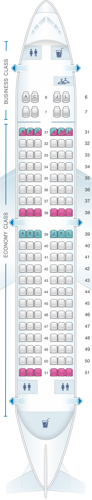 Seat map for China Eastern Airlines Boeing B737 700 134PAX