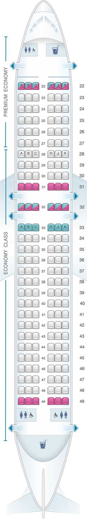 Seat map for Cathay Dragon Airbus A320 200 A32M