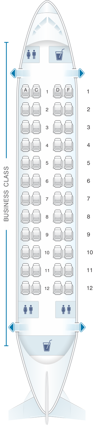 Seat map for White Airways Airbus A319 CS TFU day configuration