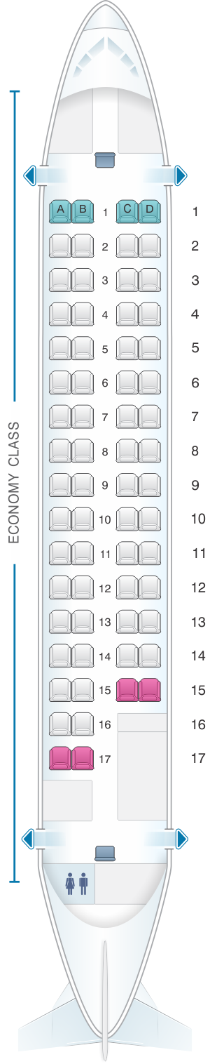 Seat map for Island Air ATR 72