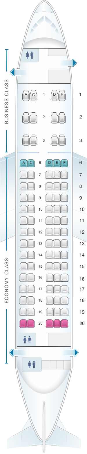 Seat map for Aeroflot Russian Airlines Sukhoi Superjet 100-95B