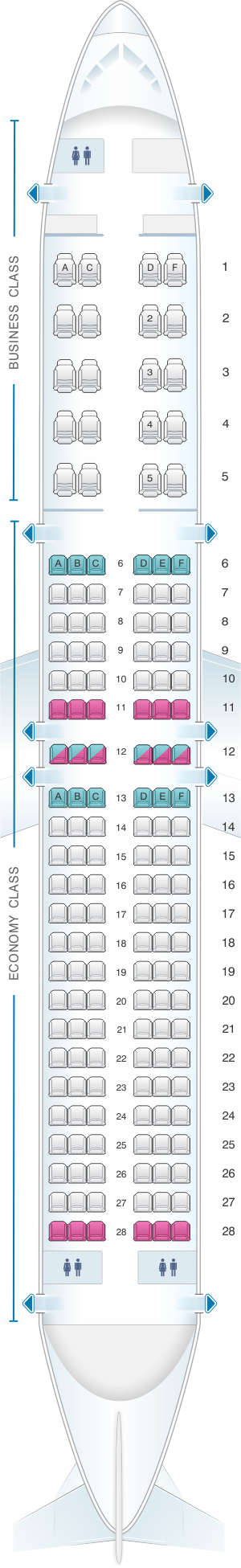Seat map for Aeroflot Russian Airlines Boeing B737 800