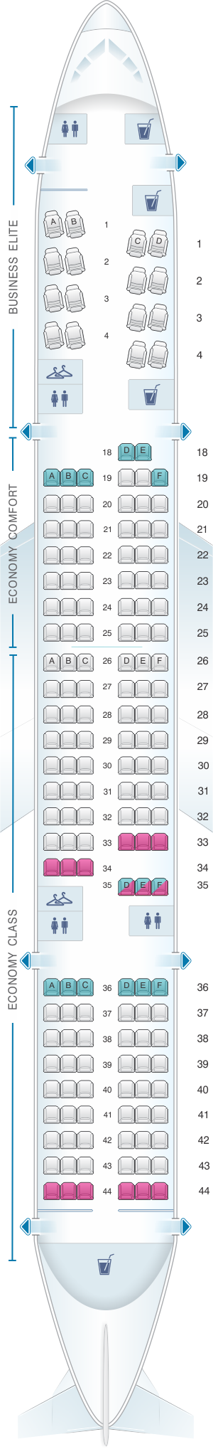 Seat map for Delta Air Lines Boeing B757 200 (75S)