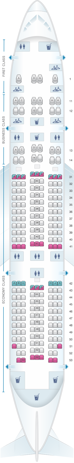 Seat map for China Southern Airlines Boeing B787 8