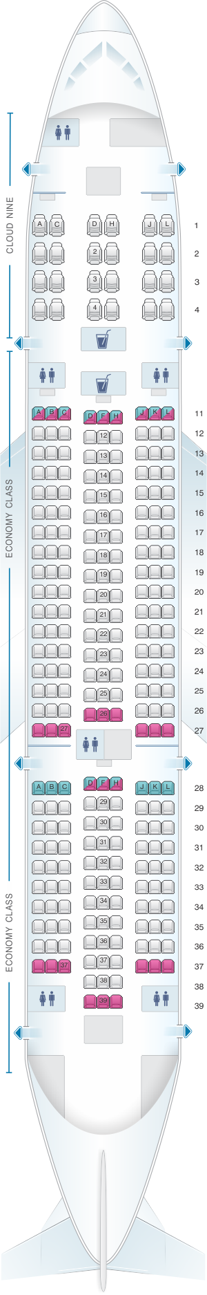 Seat map for Ethiopian Boeing B787 8