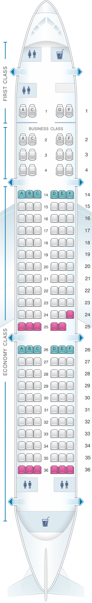 Seat map for Hi Fly Airbus A321 153pax