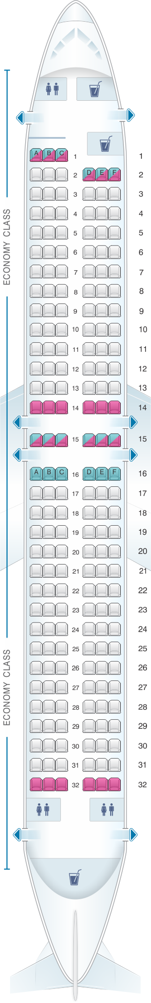 Seat map for Flydubai Boeing B737 800 Config. 1