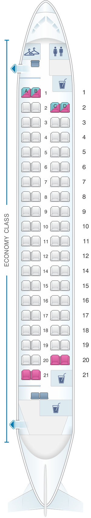 Seat map for Philippine Airlines Bombardier Q400 all economy