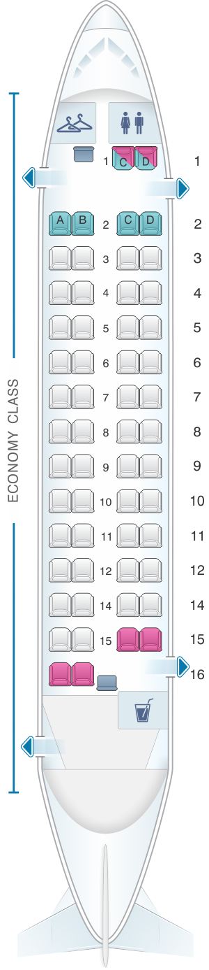 Seat map for Philippine Airlines Bombardier Q300