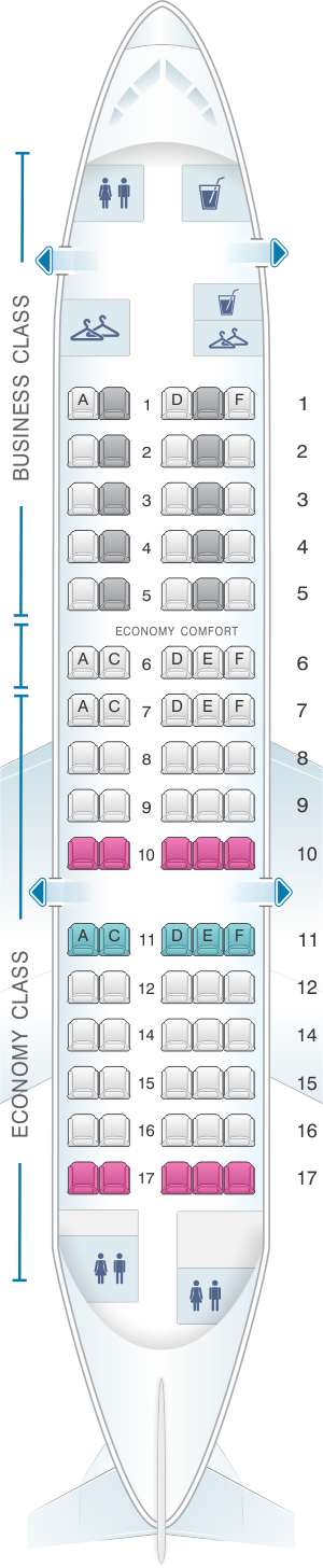 Seat map for KLM Fokker 70