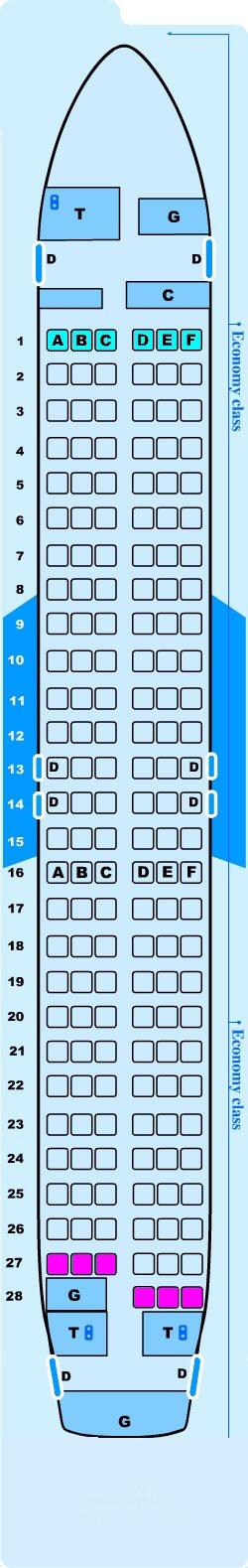 Seat map for Lauda Air Airbus A320 214