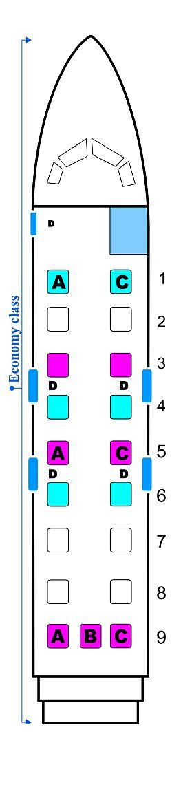 Seat map for Midwest Airlines Beechcraft 1900D