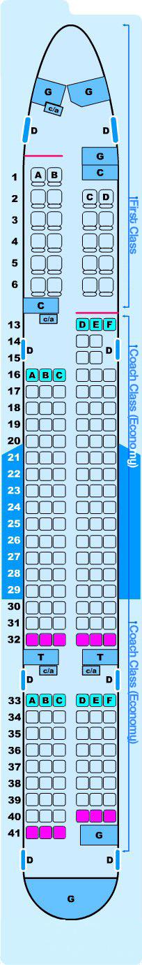 Seat map for Northwest Airlines Boeing B757 200 (5500)