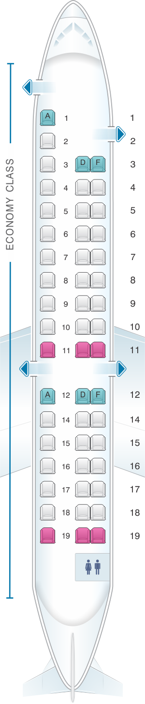 Seat map for Air France Embraer ERJ 145