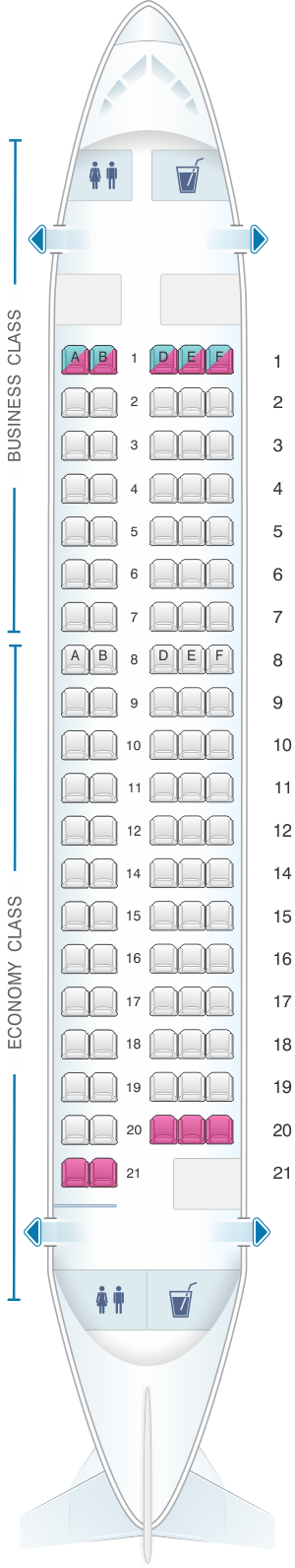 Seat map for SWISS Avro RJ100