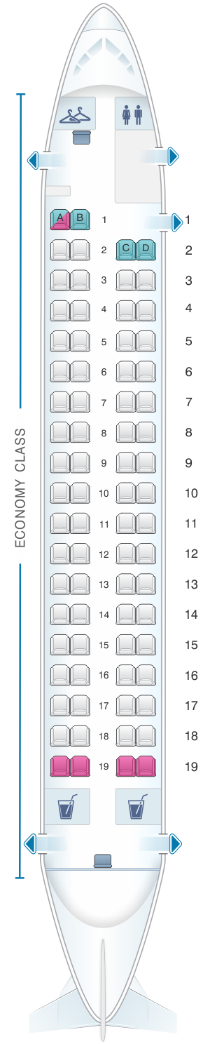 Seat map for Qantas Airways Bombardier Dash 8 Q400