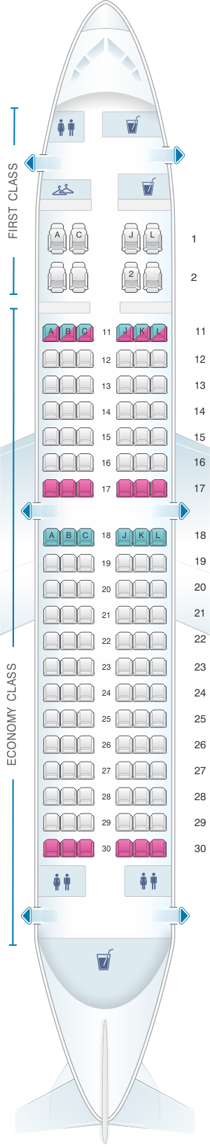 Seat map for Air China Boeing B737 300