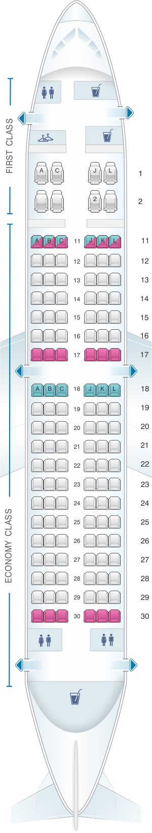 Seat map for Air China Boeing B737 700