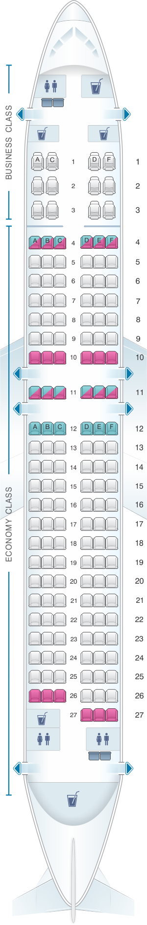 Seat map for Turkish Airlines Airbus A320 200