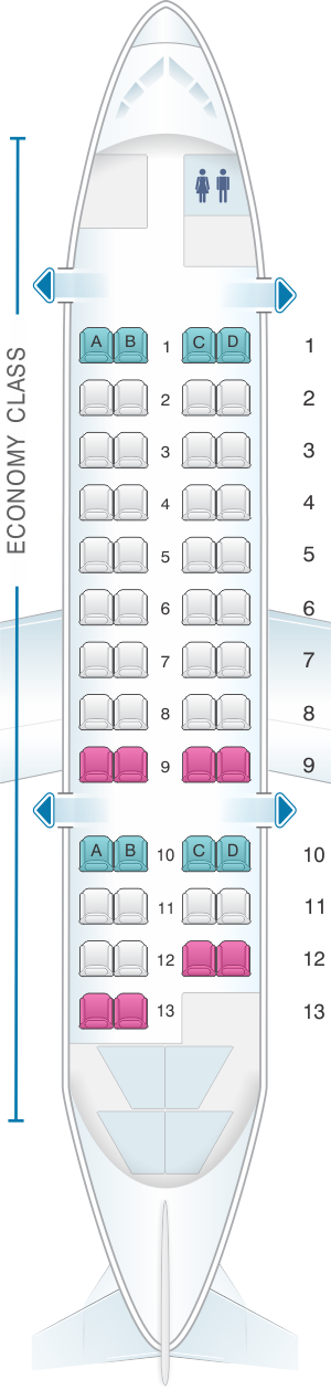 Seat map for Air New Zealand Bombardier Q300