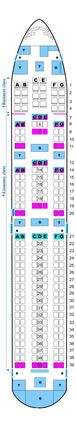 Seat map for Aerosvit Ukrainian Airlines Boeing B767 300 ER