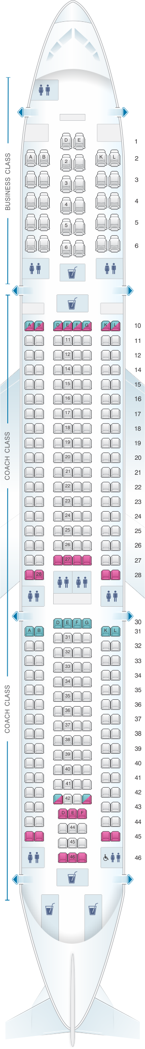 Seat map for Air Tahiti Nui Airbus A340 300