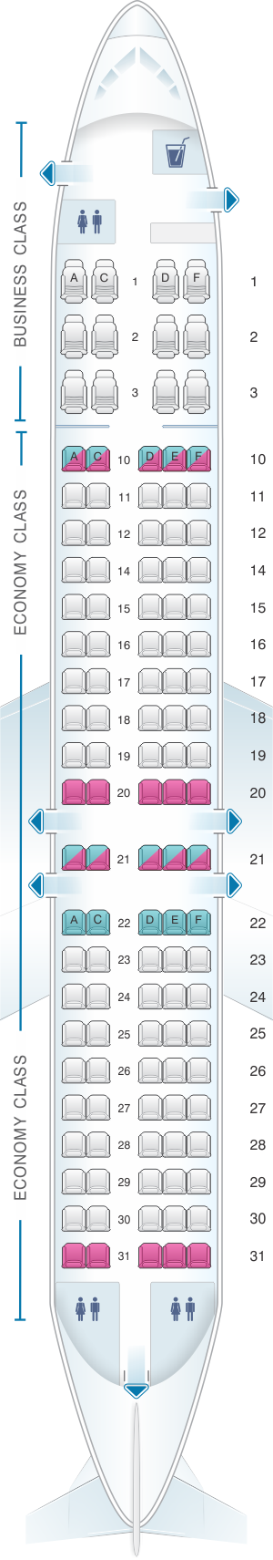 Seat map for Airtran Airways Boeing B717