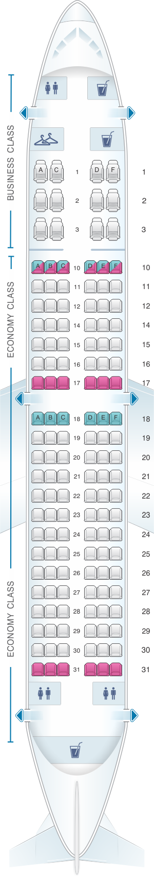Seat map for Airtran Airways Boeing B737 700