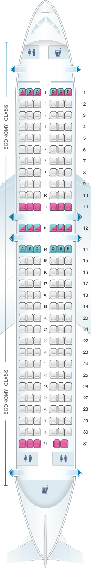 Seat map for Cebu Pacific Air Airbus A320