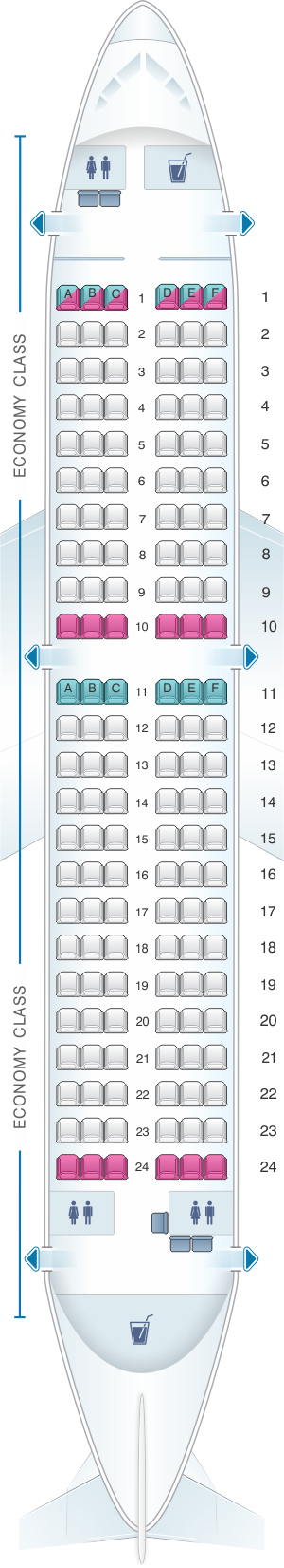 Seat map for Adria Airways Airbus A319