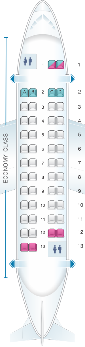 Seat map for Aer Lingus ATR 42 300