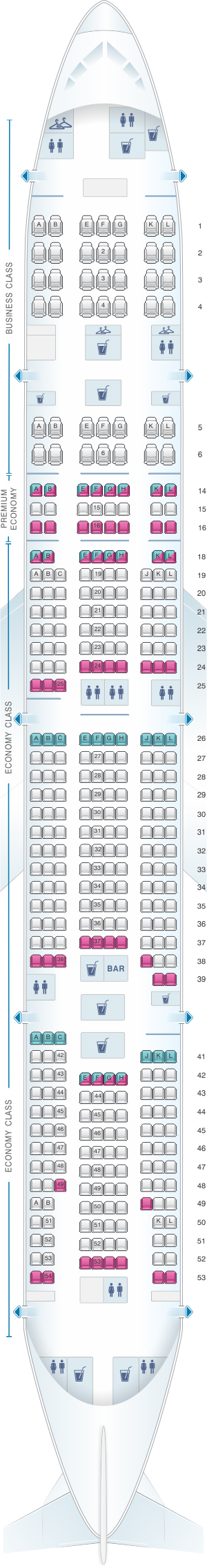 plan cabine business boeing 777 300 air france