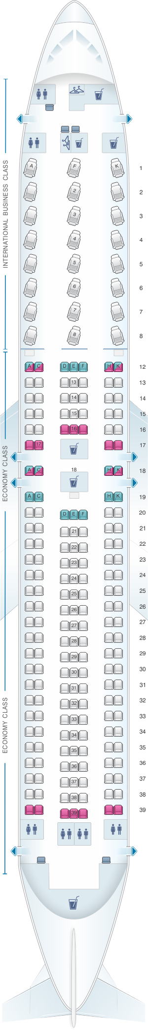 Seat map for Air Canada Boeing B767 300ER (763)