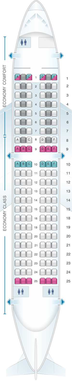 Seat map for Alitalia Airlines - Air One Airbus A319