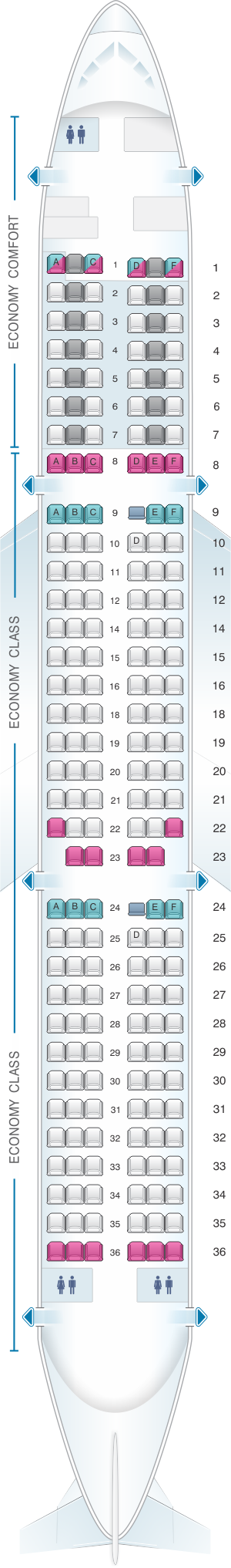 Seat map for Alitalia Airlines - Air One Airbus A321