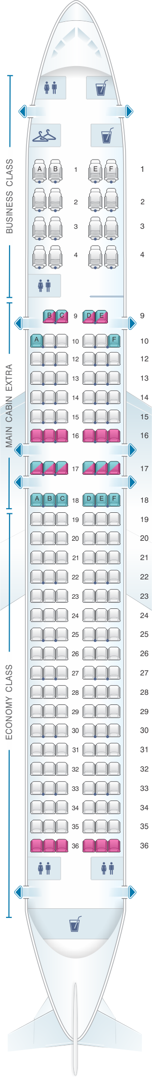 Plan de cabine American Airlines Boeing B757 200 | SeatMaestro.fr