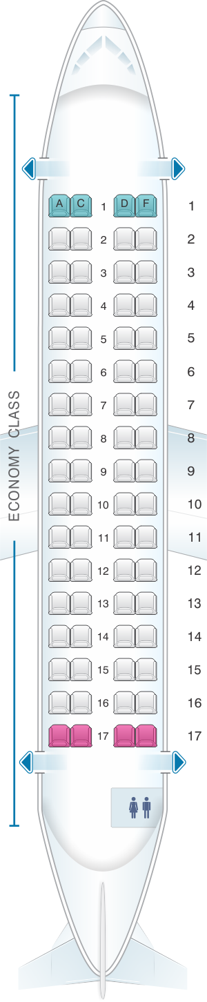 Seat map for Avianca ATR-72