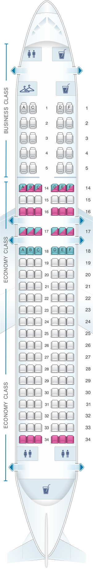 Seat map for Azal Azerbaijan Airlines Airbus A320