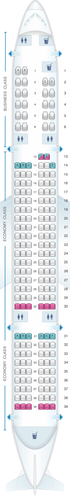 Seat map for Azal Azerbaijan Airlines Boeing B757 200