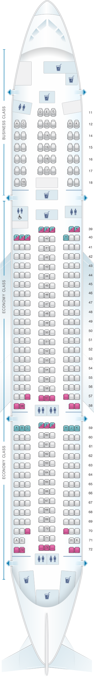 Seat map for Cathay Pacific Airways Boeing B777 200 (772Z)
