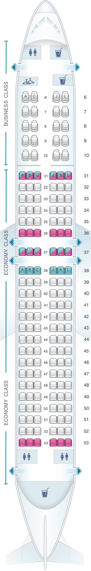 Seat map for China Eastern Airlines Boeing B737 800 158PAX