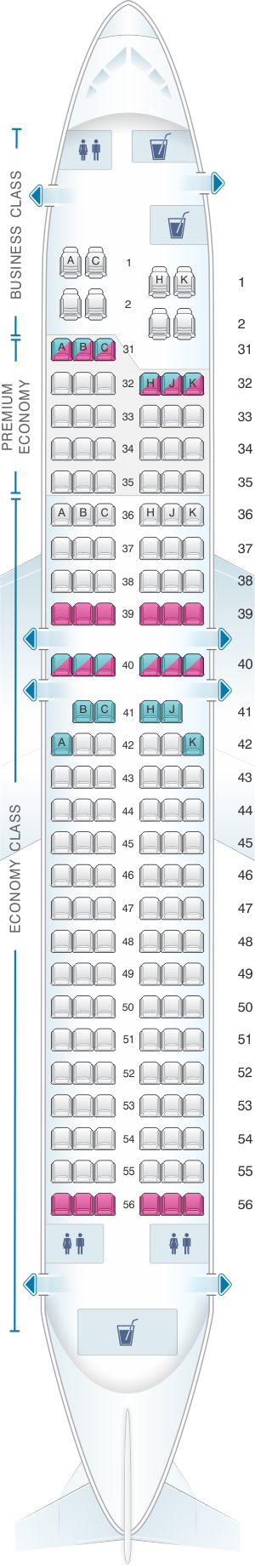 Seat map for China Southern Airlines Boeing B737 800 Layout C