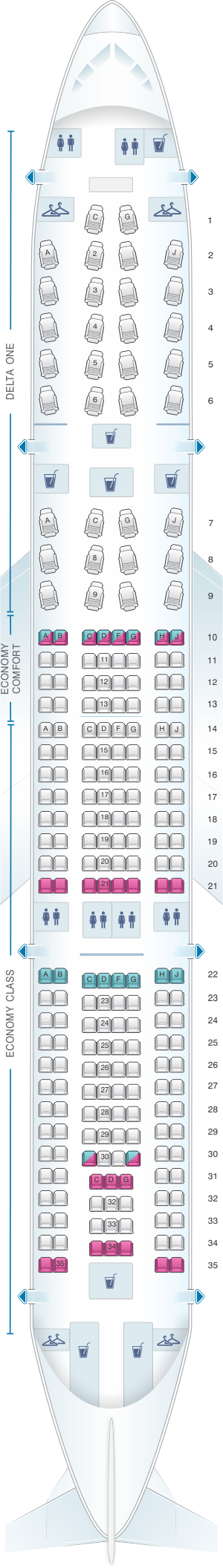 Plan De Cabine Delta Air Lines Airbus A330 200 332 Seatmaestrofr