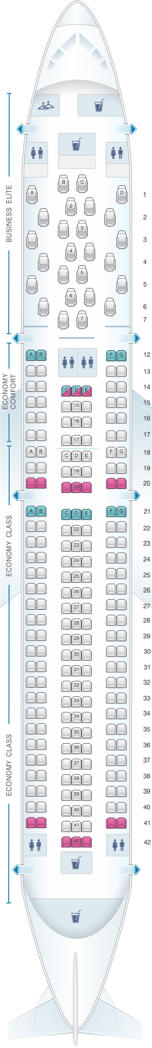 Seat map for Delta Air Lines Boeing B767 300ER (76Z V2)