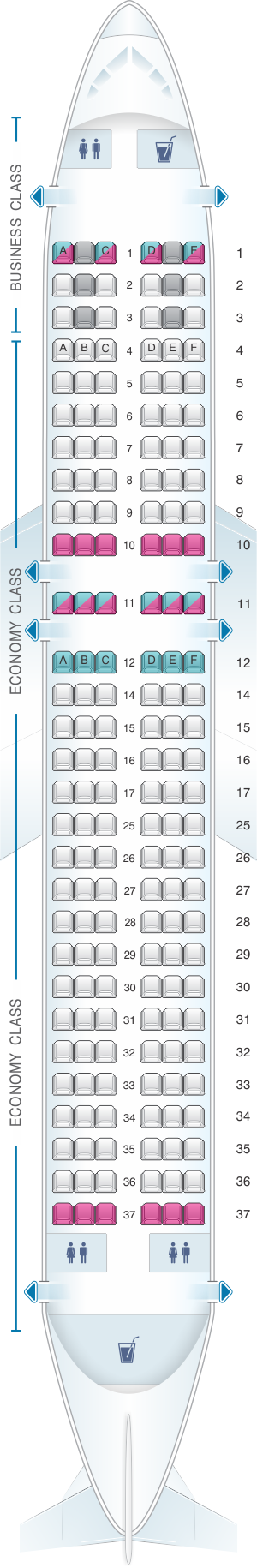 Seat map for Edelweiss Air Airbus A320 200